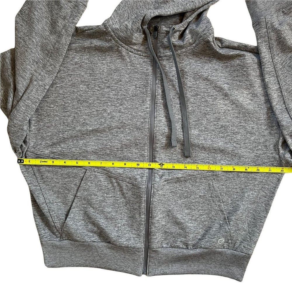 Gap Fit Gray Full Zip Cropped Lightweight Hoodie Drawstring Hood Pockets… - Picture 7 of 9